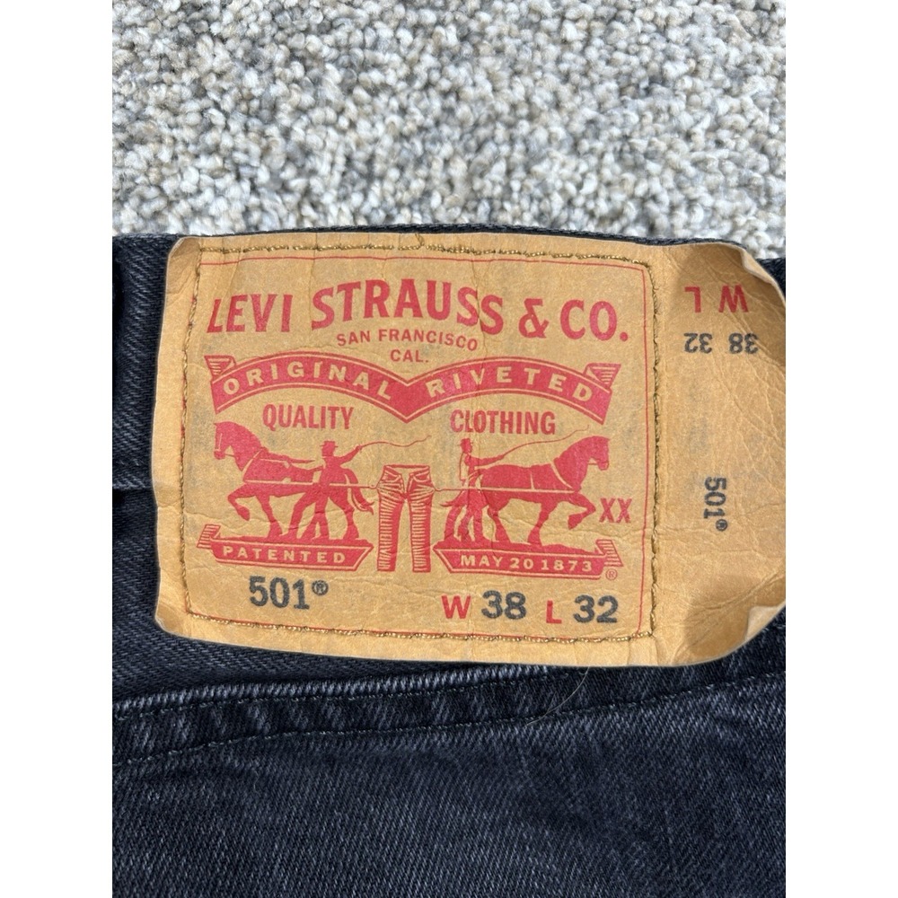 Levis 501 Jeans 38x32 Black‎ Straight Leg Button Fly Original Fit #0253